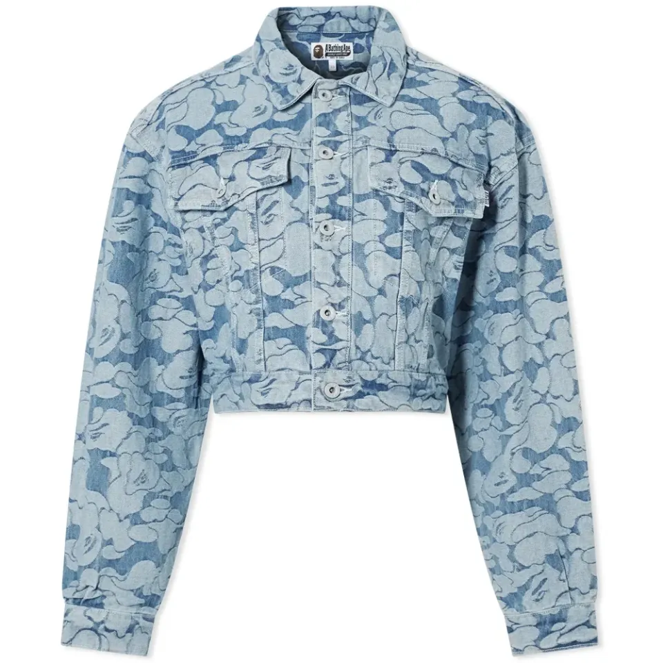 Solid Camo Cropped Denim Jacket