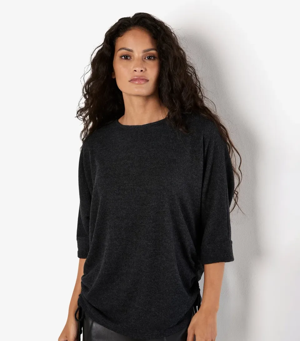 Women's Dark Grey Batwing Sleeve Top