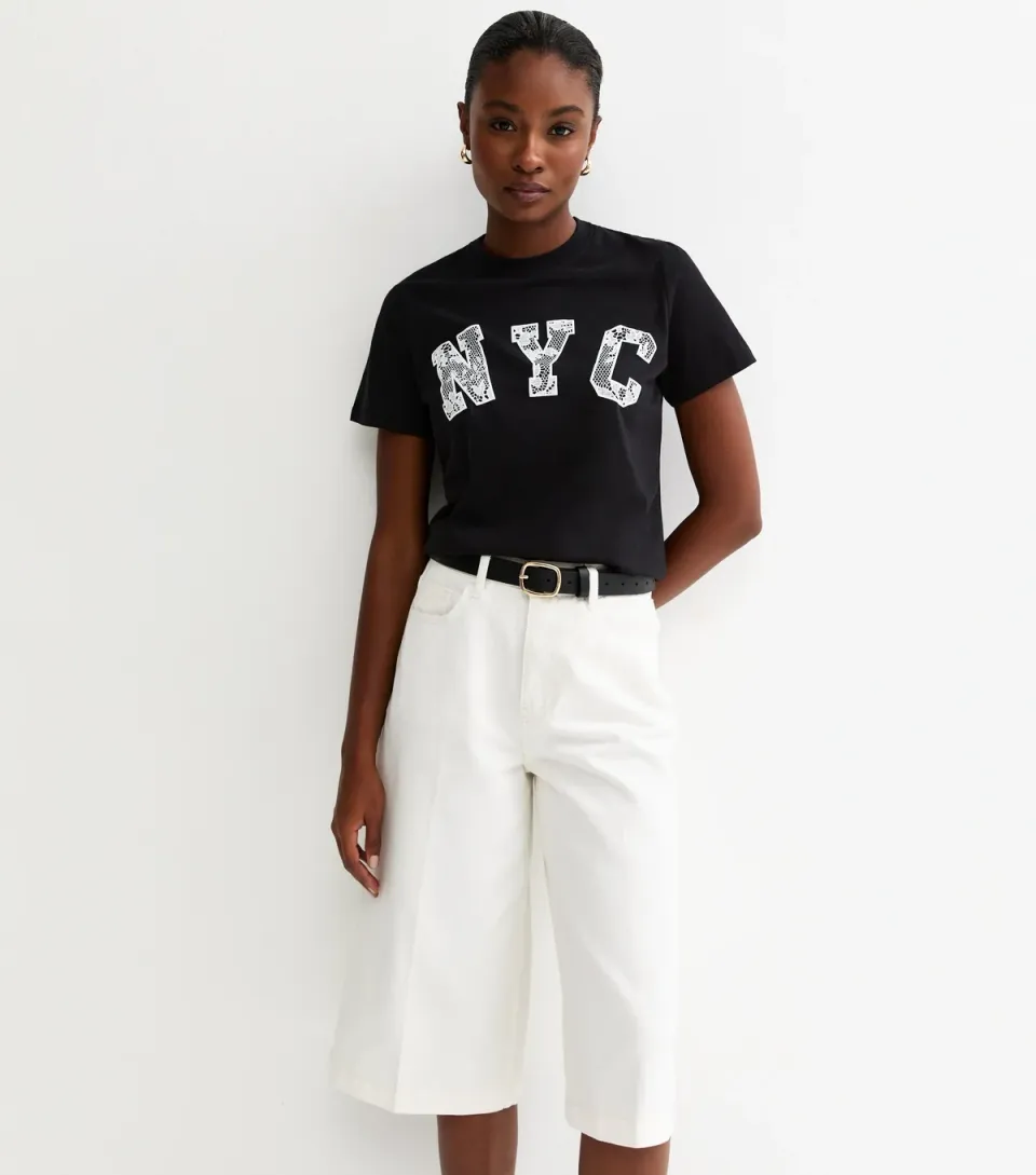 Women's Black NYC Lace T-Shirt