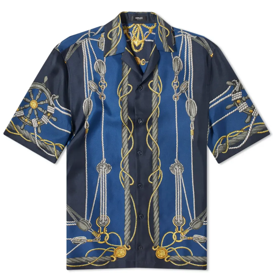 Nautical Print Silk Vacation Shirt