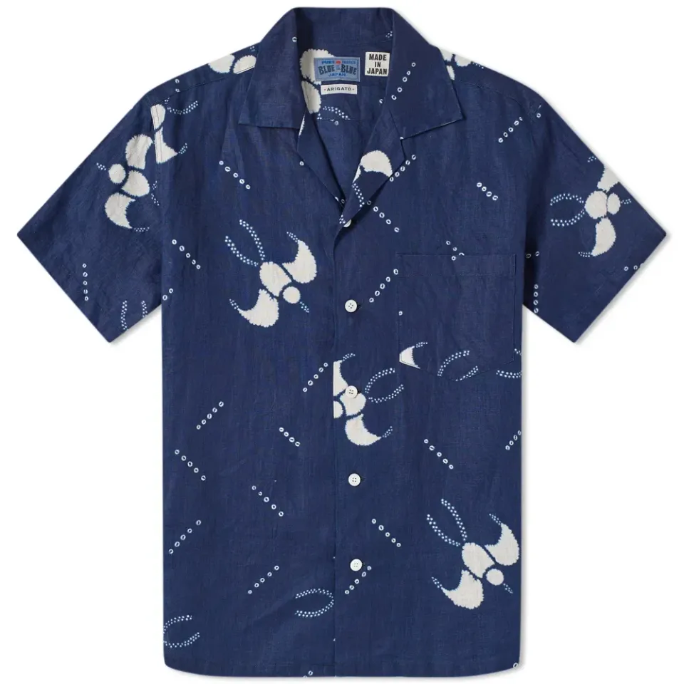 Short Sleeve Indigo Dyed Swallow Shirt