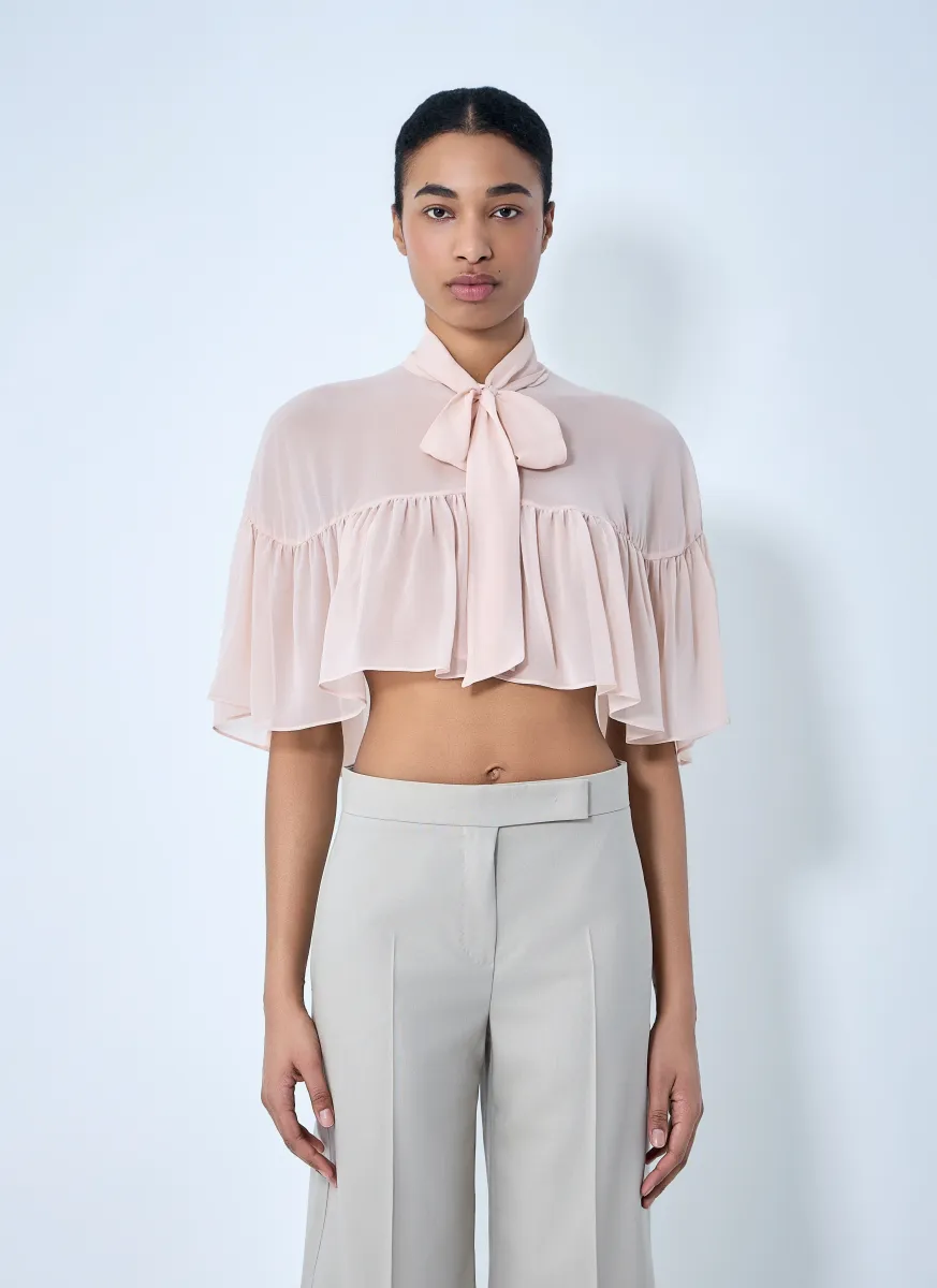 Silk Chiffon Cropped Blouse