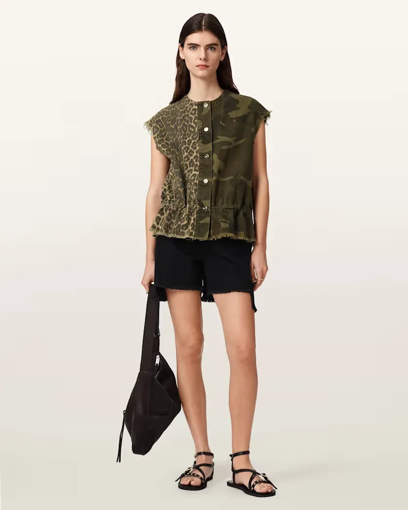 Sofi Camo Leopard Print Waistcoat
