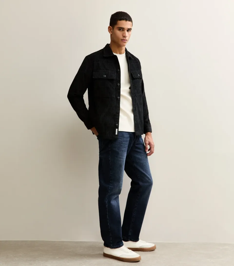 Men's Dark Blue Regular Straight Leg Jeans