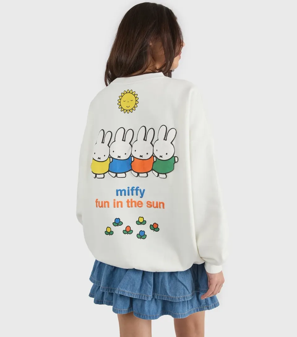 Women's White Miffy Print Sweatshirt