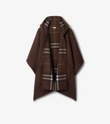 Cashmere Hooded Cape in Treacle brown