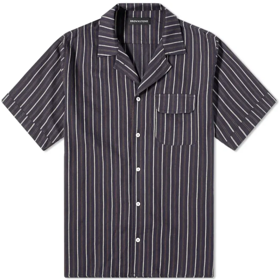 Striped Club Collar Shirt
