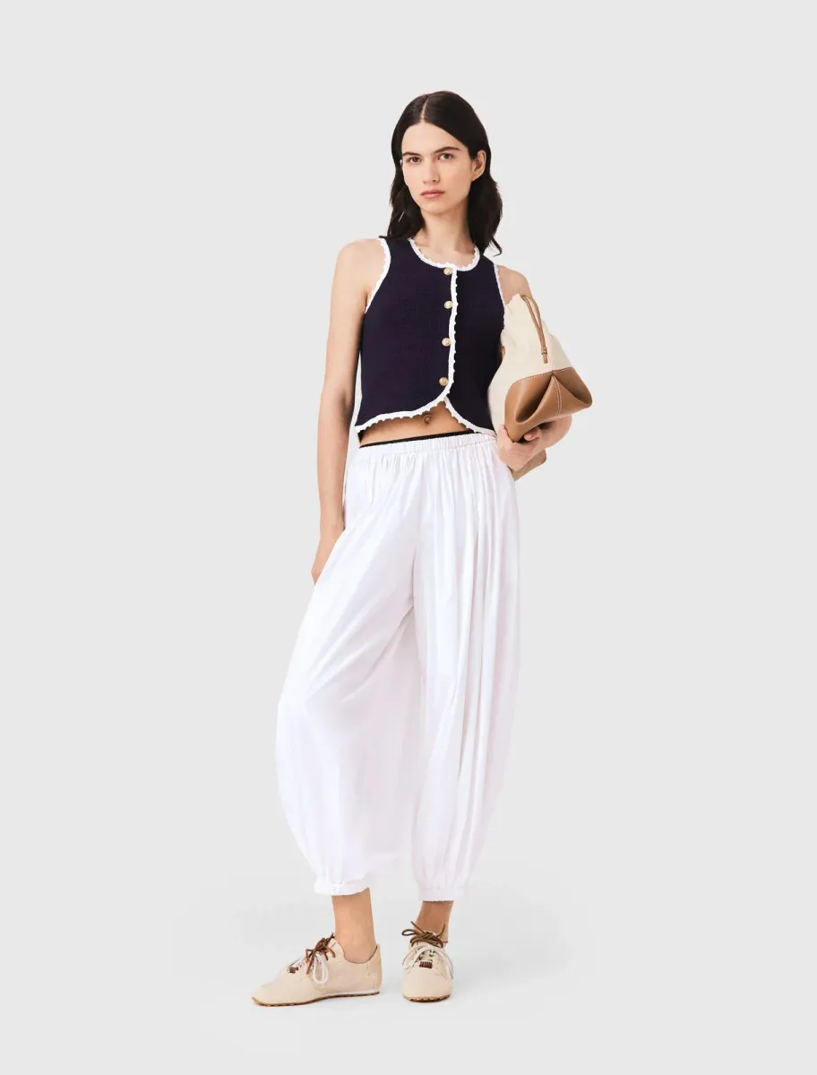 Knit top with crochet trim