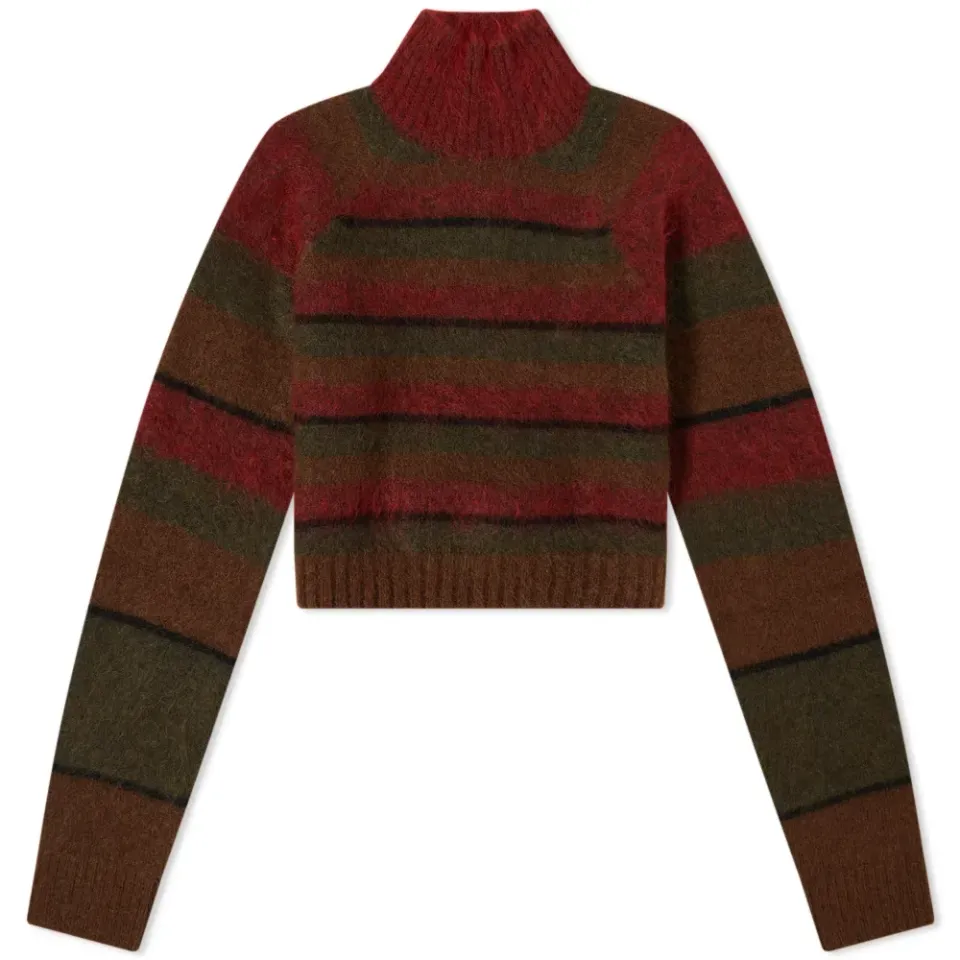 Striped Mohair Cropped Sweater