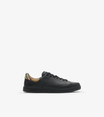 Leather Set Sneakers in Black/sand beige