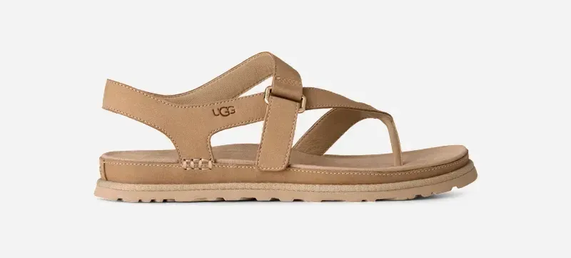 GoldenGaze Toe Post Sandal, Leather/Polyester