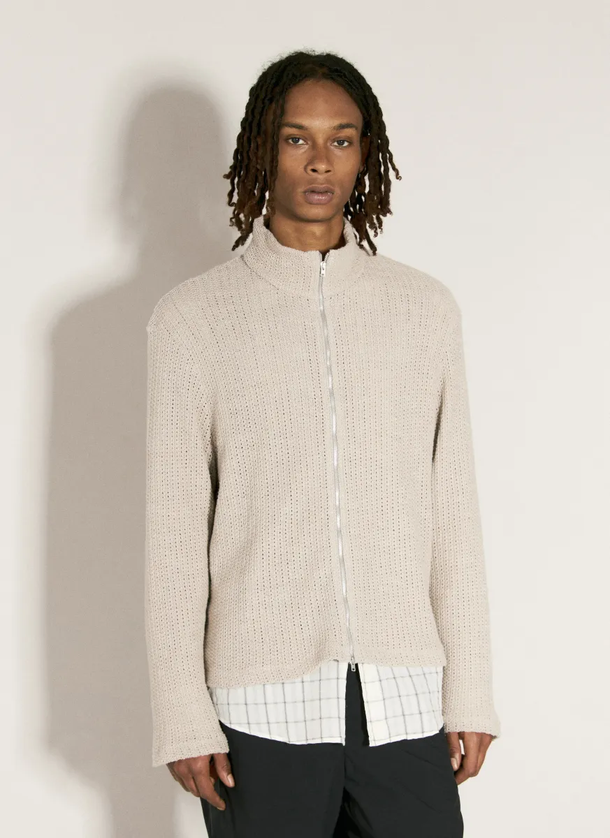 Shrunken Zip-Up Knit Cardigan