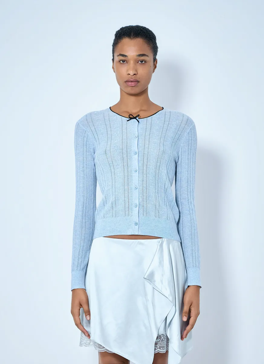 Ribbed Cardigan with Button Fastening