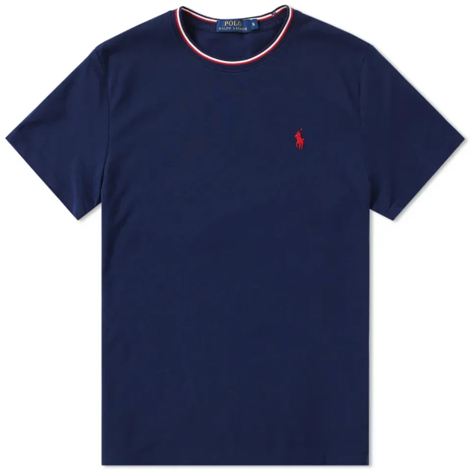 Tricolor Tipped Pique Tee