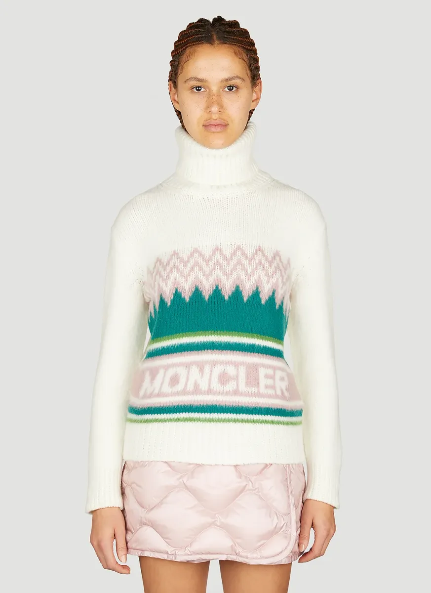 Logo Jacquard Polo Neck Sweater