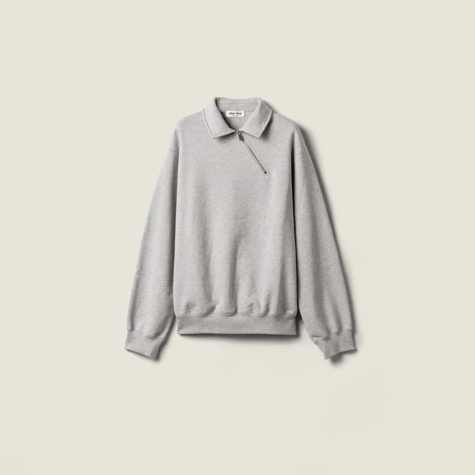Zippered cotton fleece jacket