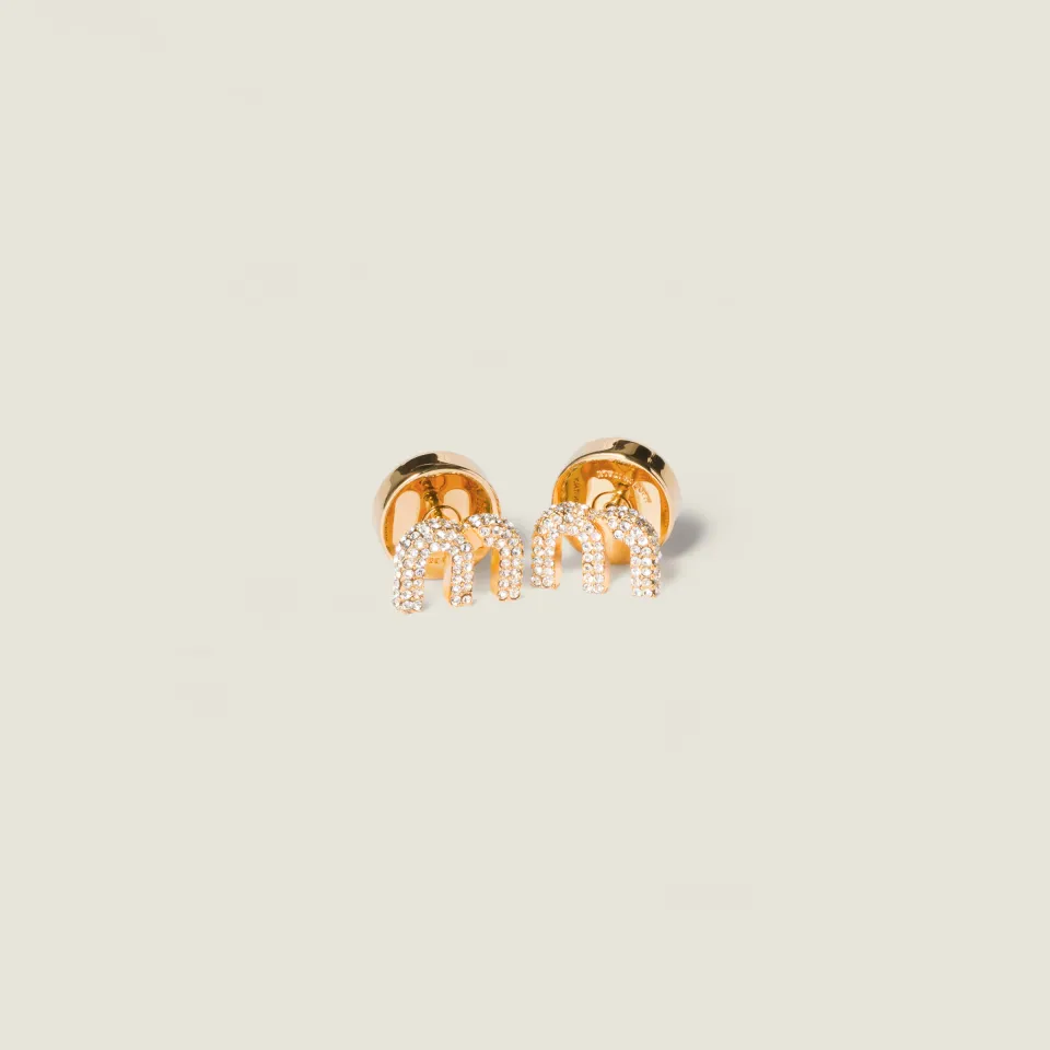 Metal earrings with crystals