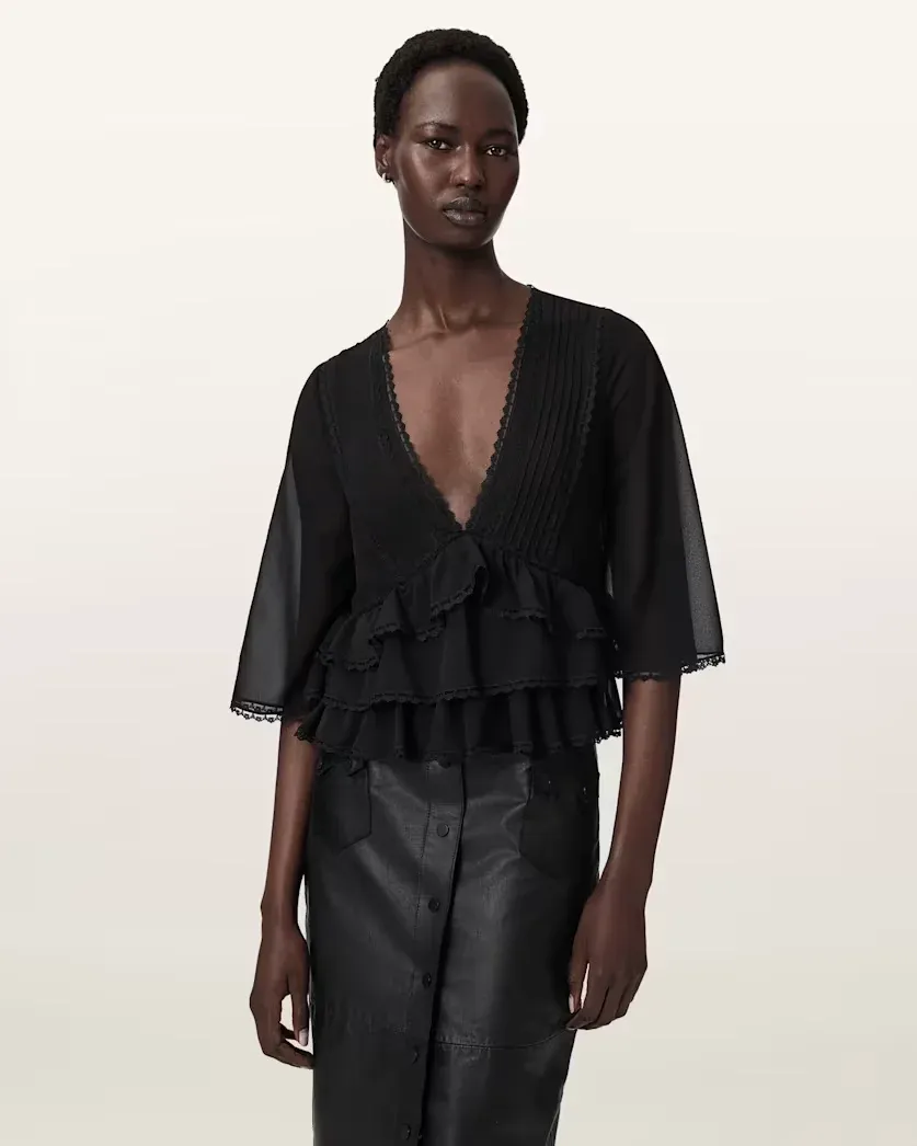 Flo V-Neck Lace Tiered Top