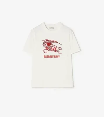 Heart Knight Cotton T-shirt in Chalk white