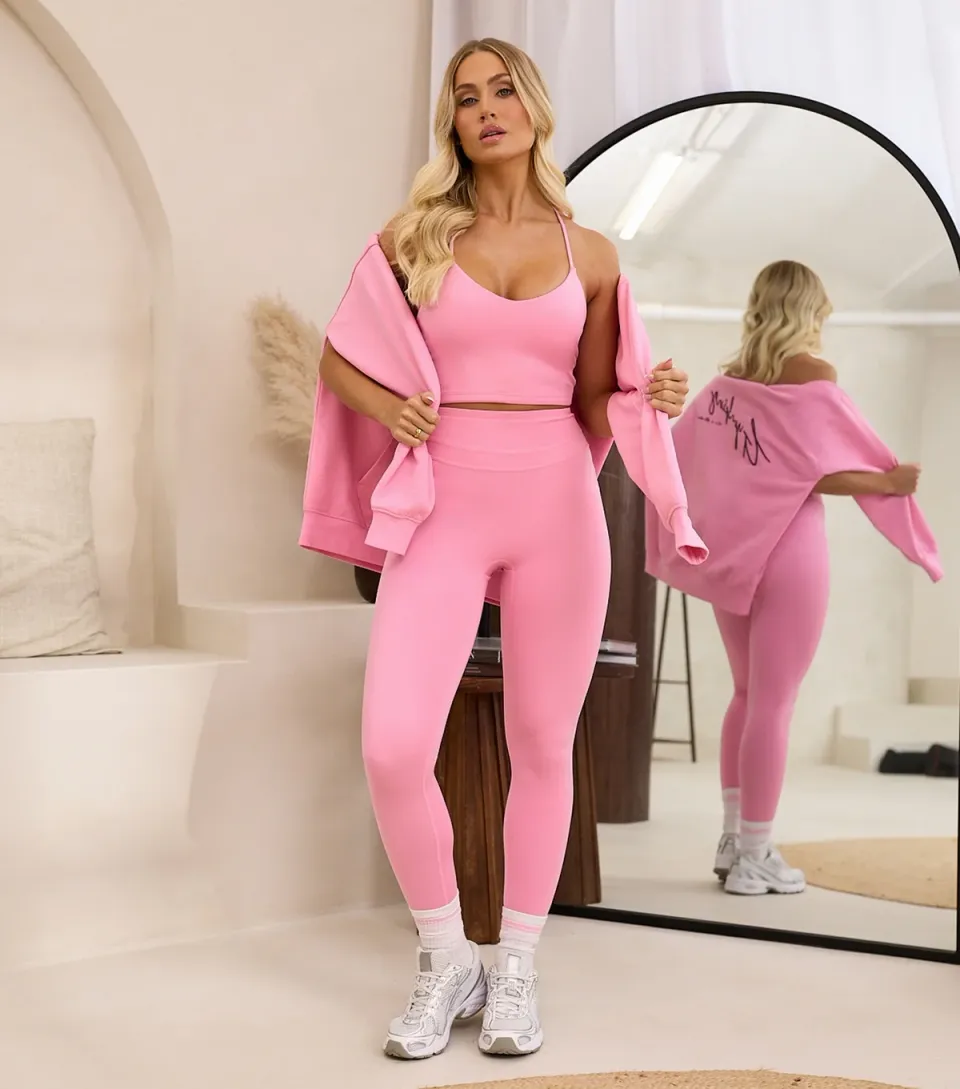 Women's Pink Knockout Strappy Sports Bra
