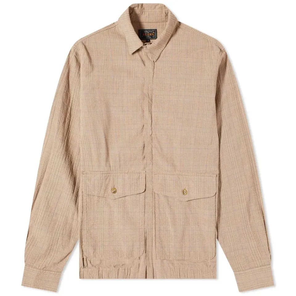 Seersucker Check Zip Blouson Jacket