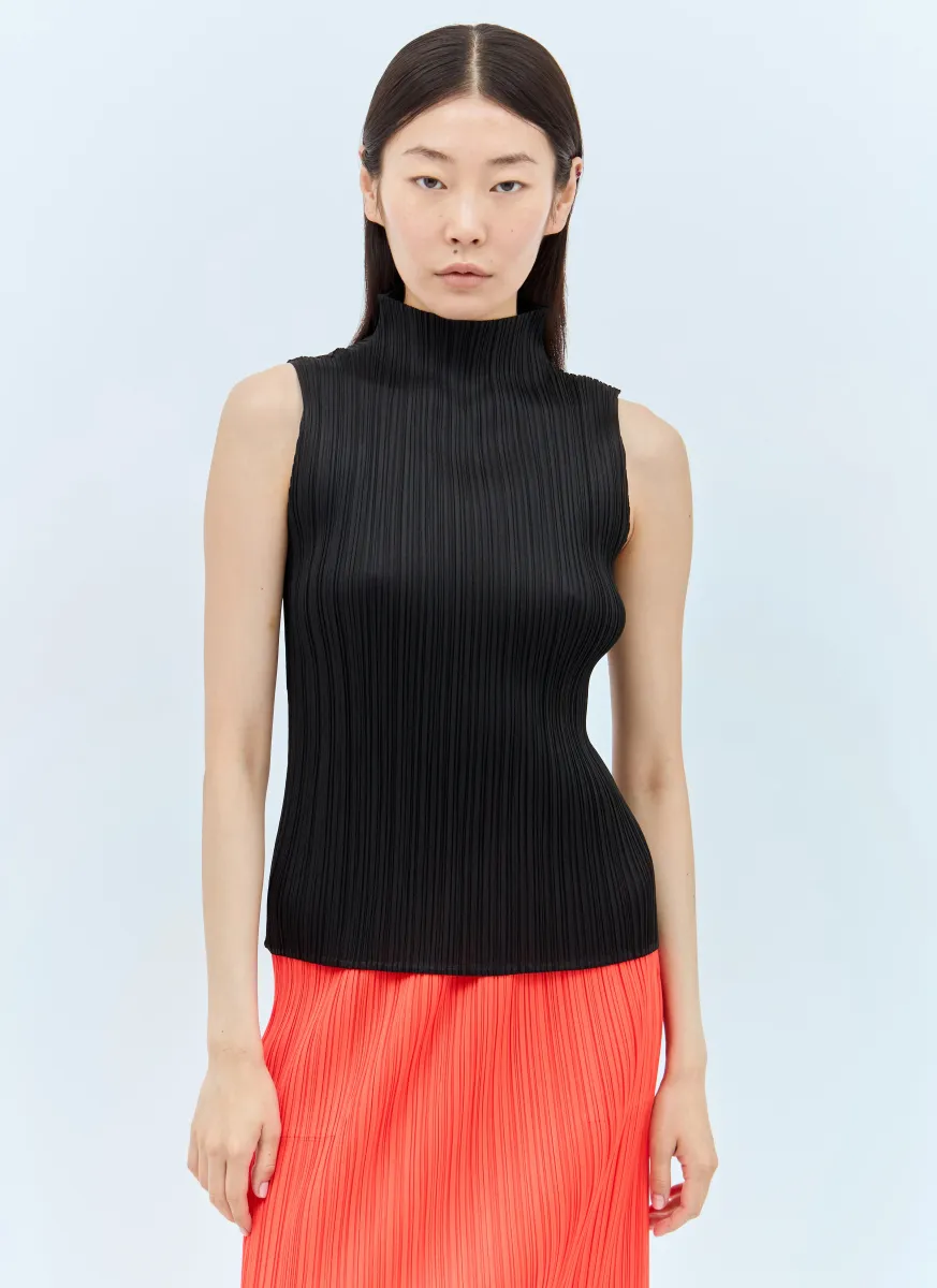 Pleated High-Neck Top
