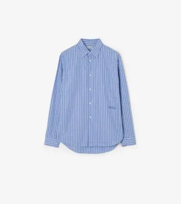 Relaxed Fit Striped Cotton Shirt in Classic blue/white