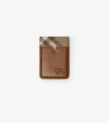 Pop Check Magnetic Card Case in Finch brown/hazel brown - Men, Leather