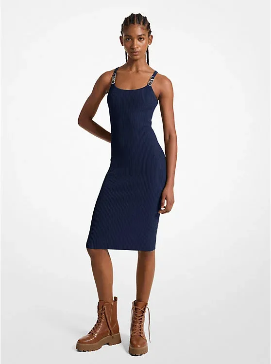Ribbed Stretch Knit Midi Tank Dress