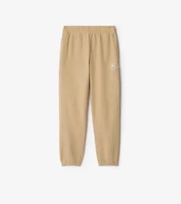 Knight Stamp Cotton Jogging Pants in Flax beige