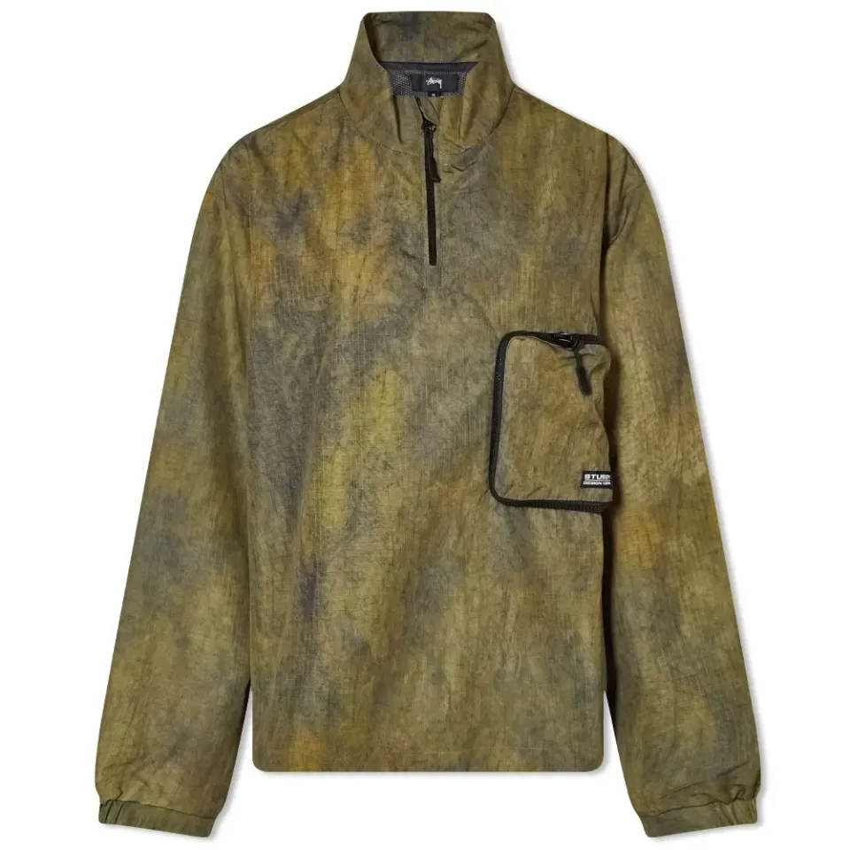 Recycled Poly Camo Quarter Zip Pouch Pullover Jacket
