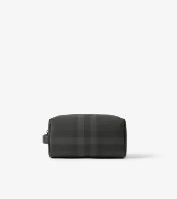 Check Travel Pouch in Charcoal grey - Men, Canvas