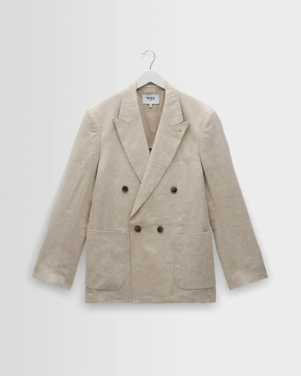 Vigo - Natural Linen Double-Breasted Blazer