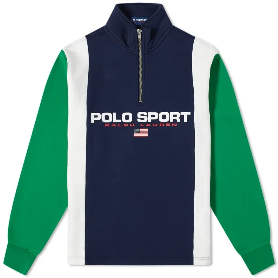 Polo Sport Vertical Stripe Quarter Zip Sweat
