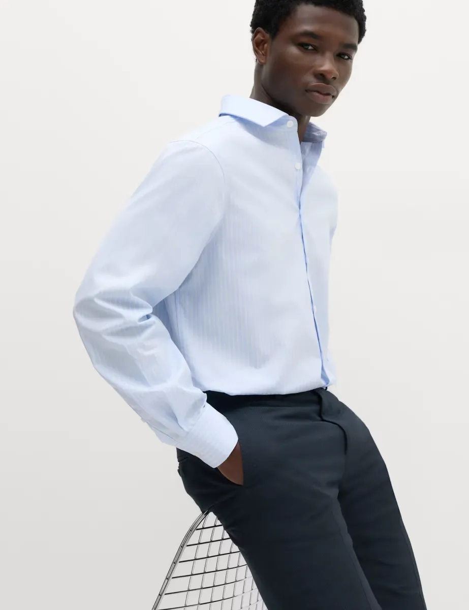 Regular Fit Luxury Cotton Striped Shirt Blue Mix