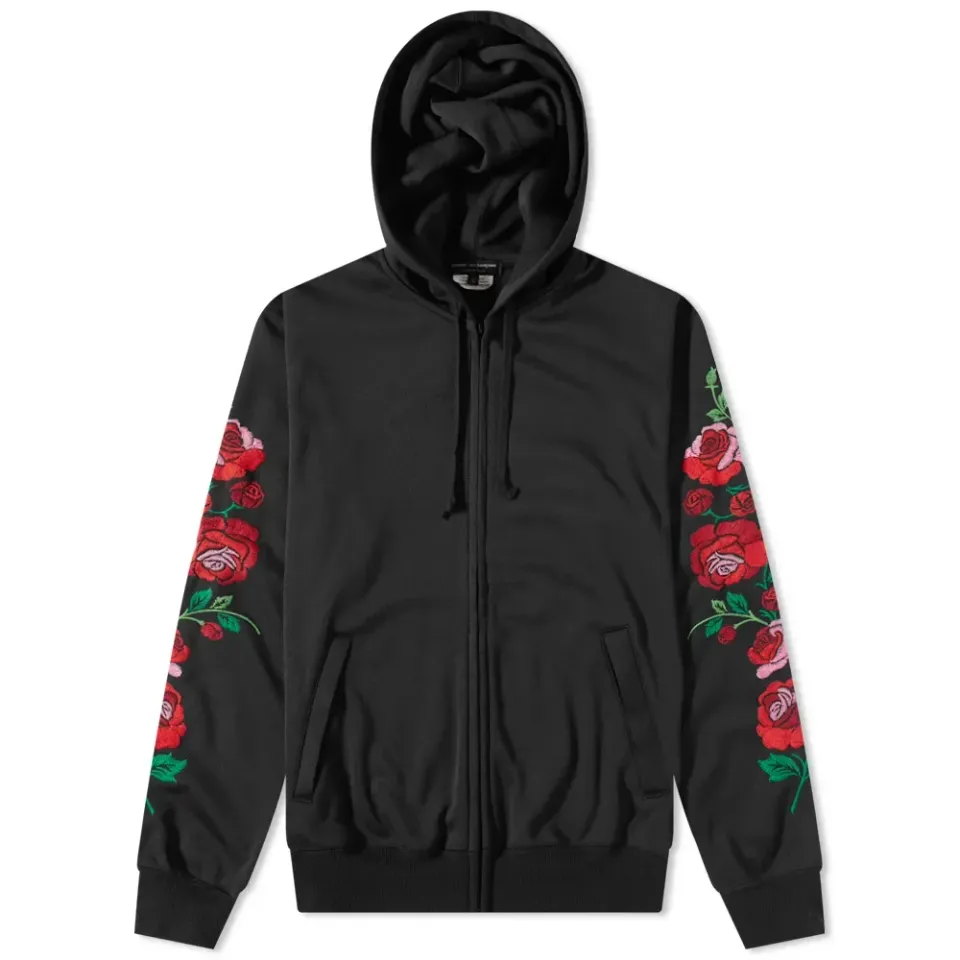 Roses Embroidery Zip Hoodie