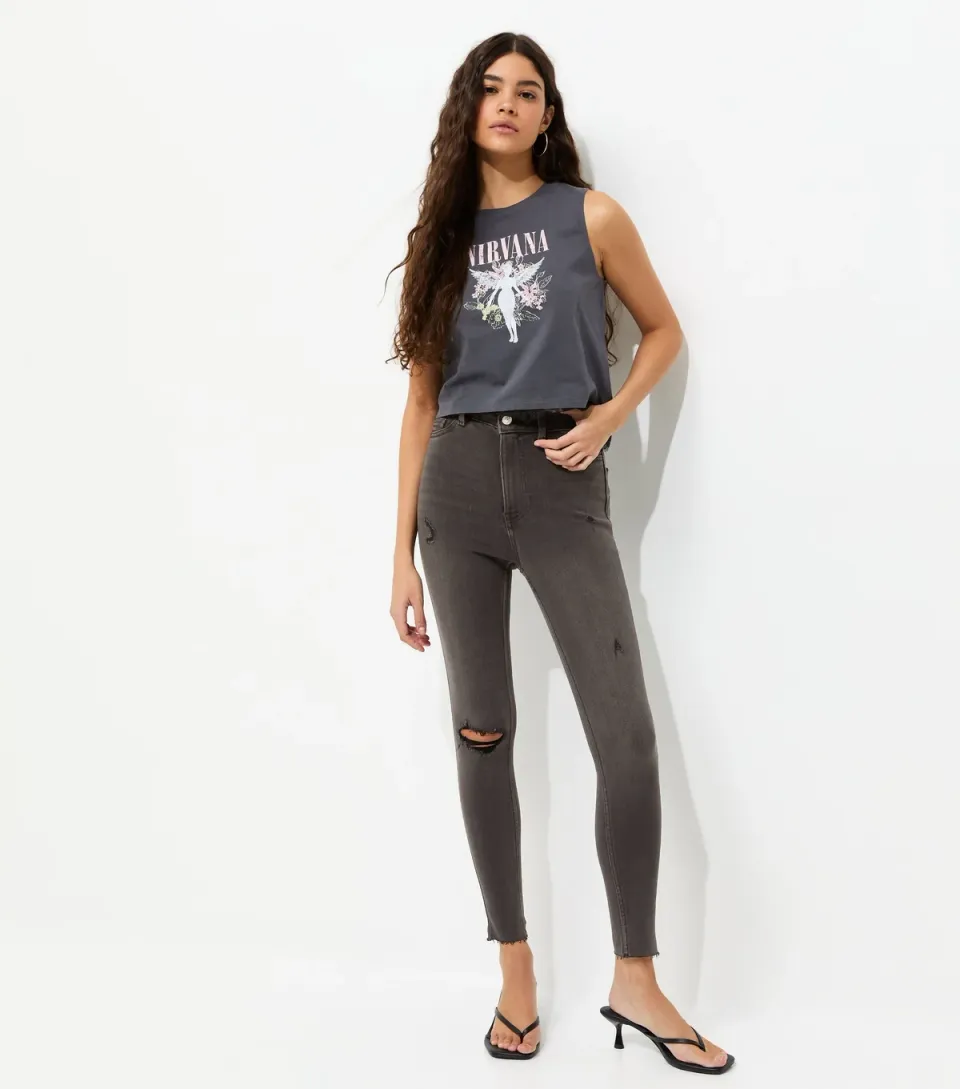 Women's Black Hallie Disco Ripped Skinny Jeans