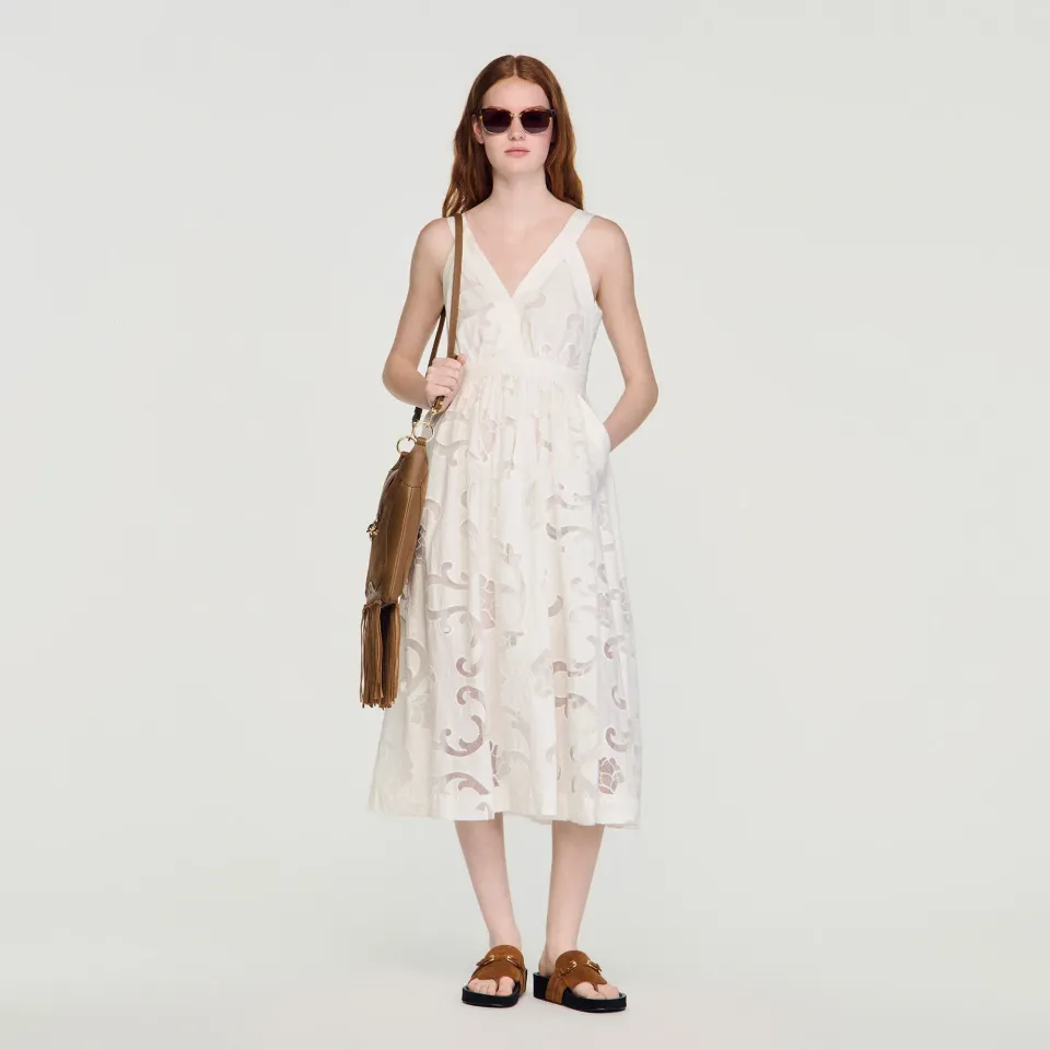 Openwork floral cotton maxi dress