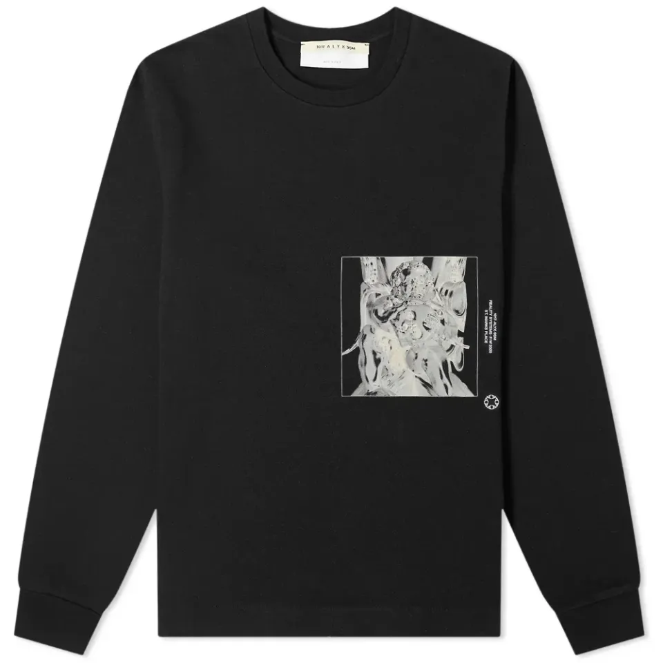 Long Sleeve Grid Printed Tee