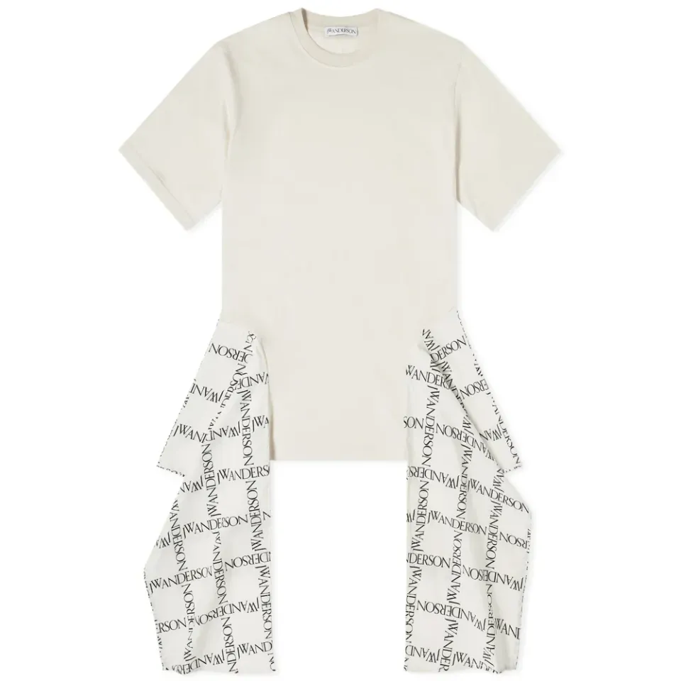 Logo Grid Draped Hem T-Shirt