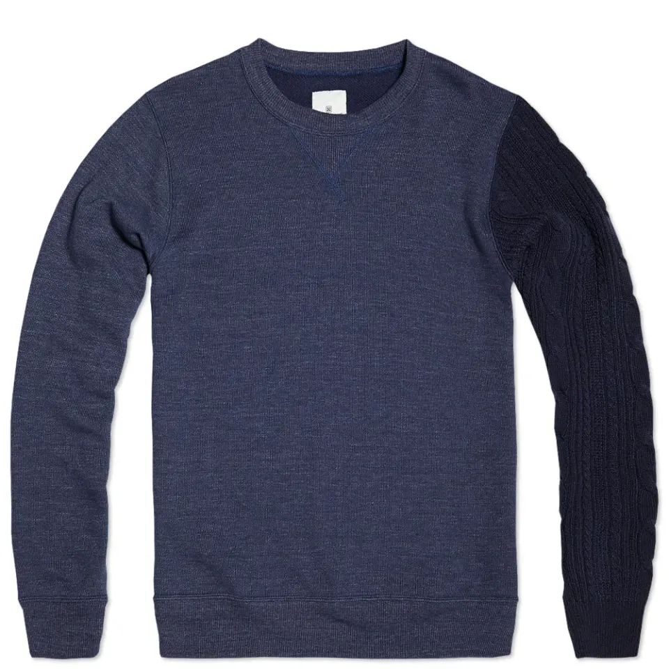 Cable Knit Sleeve Crew Neck