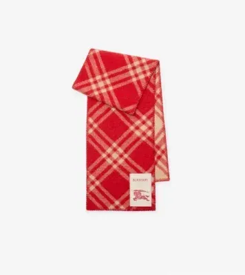 Check Wool Scarf in Crayon red