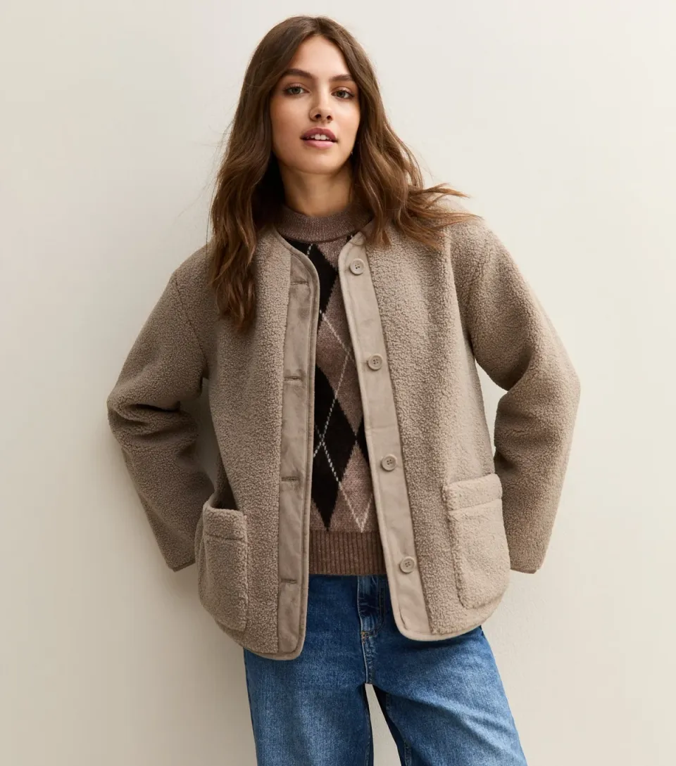 Women's Mink Borg Button Through Jacket