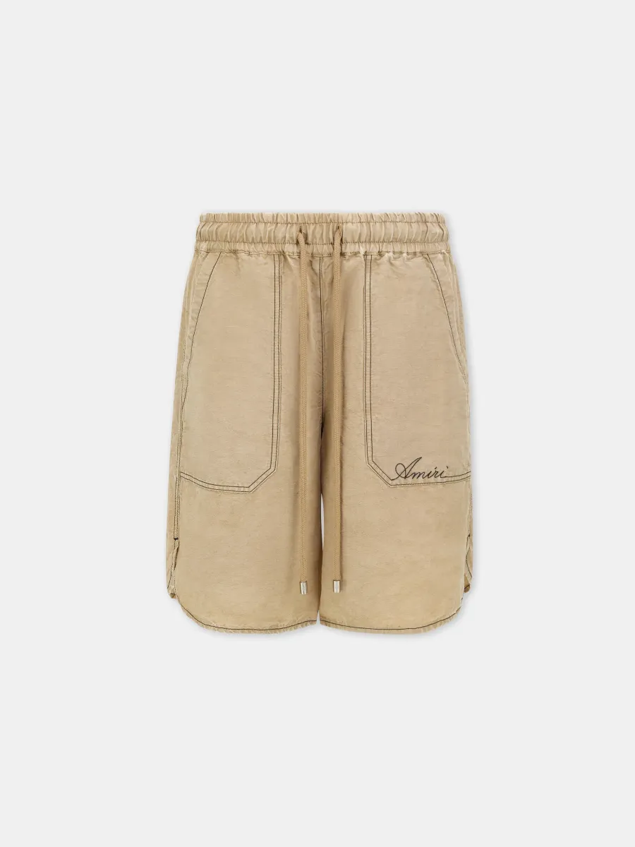 SCRIPT LINEN GD SHORT - Earth