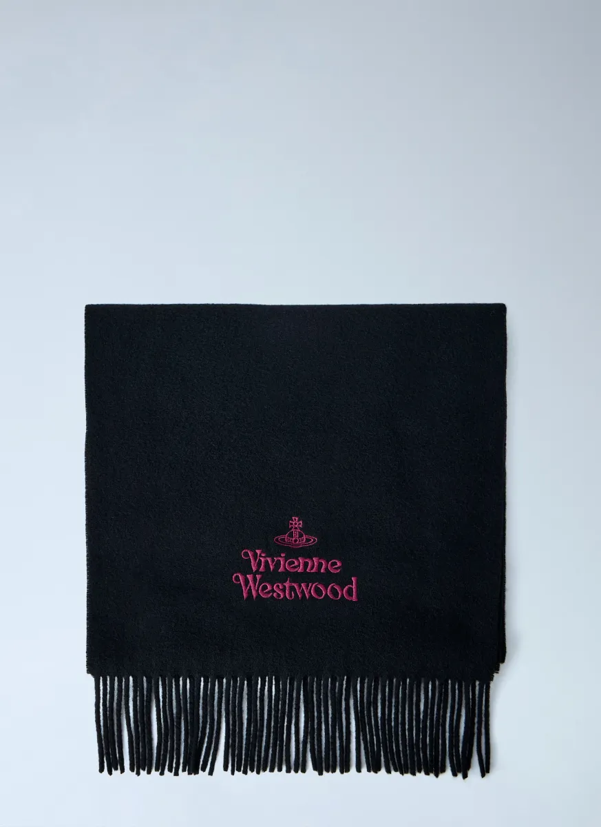 Embroidered Fringe Scarf