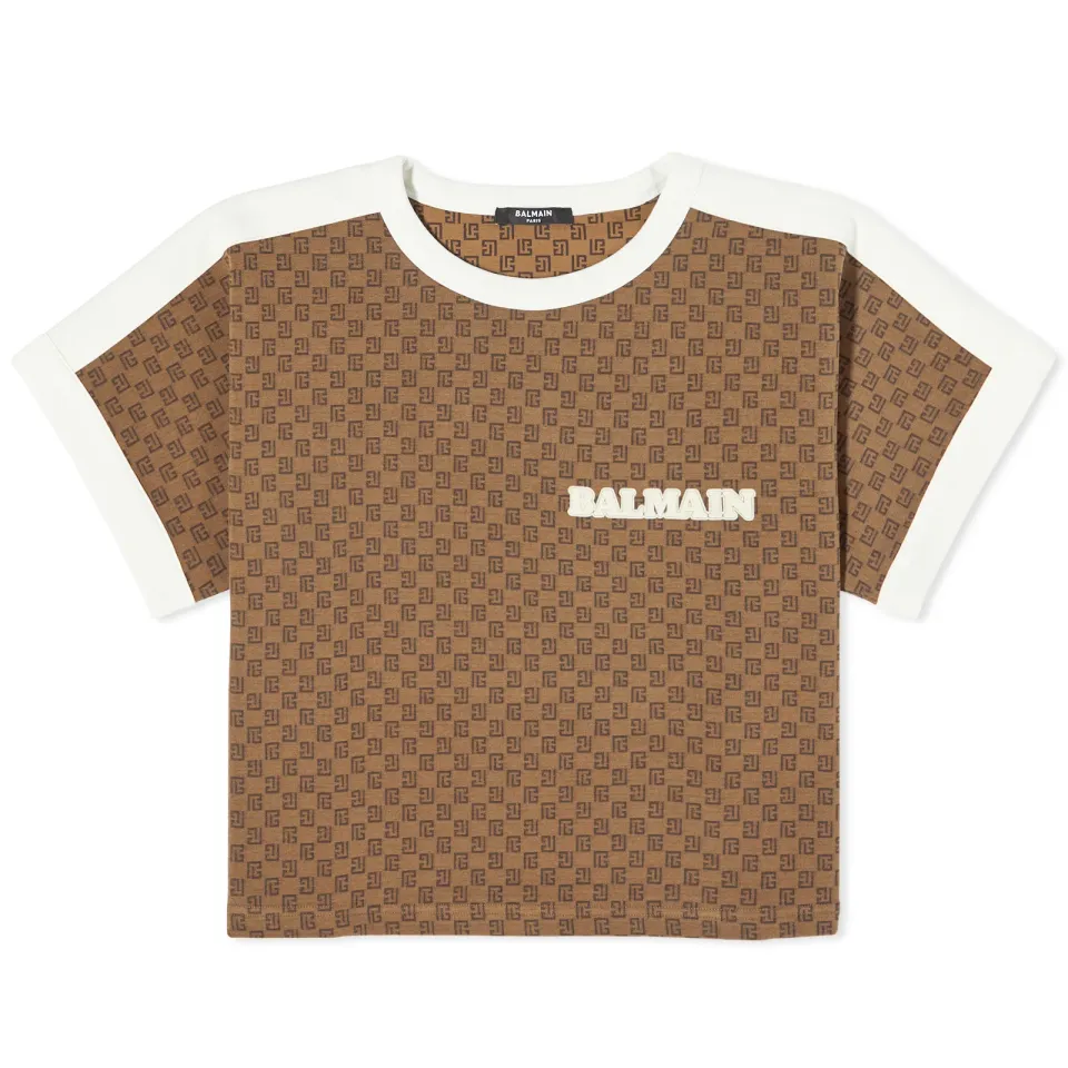 Mini Monogram Printed Cropped T-Shirt