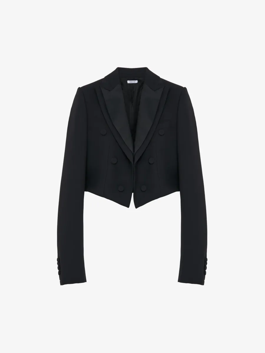 Double Lapel Cropped Jacket