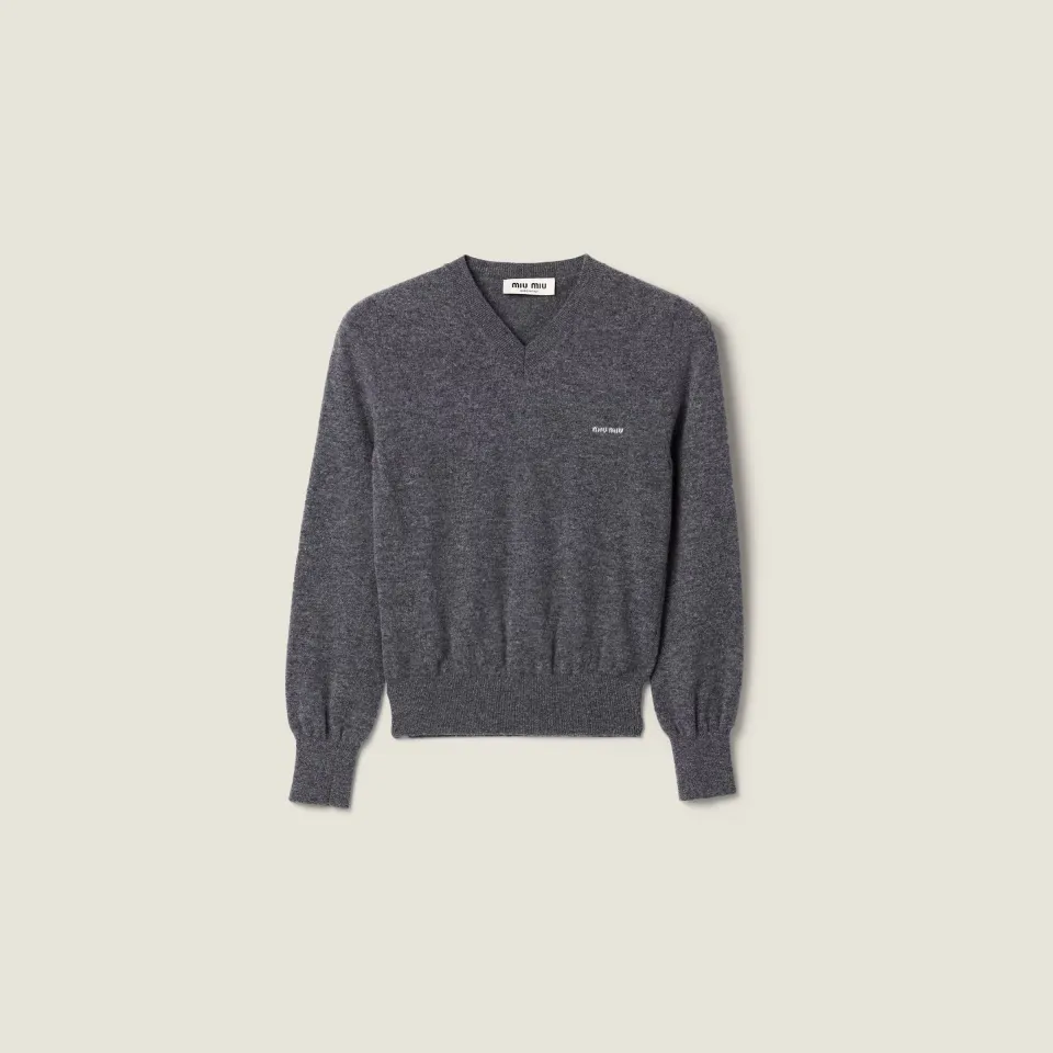 V-neck wool cardigan