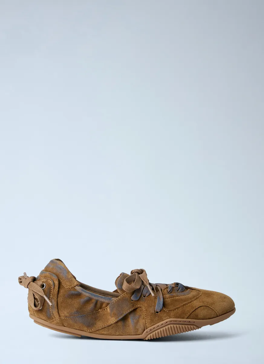 Lace-Up Suede Flats