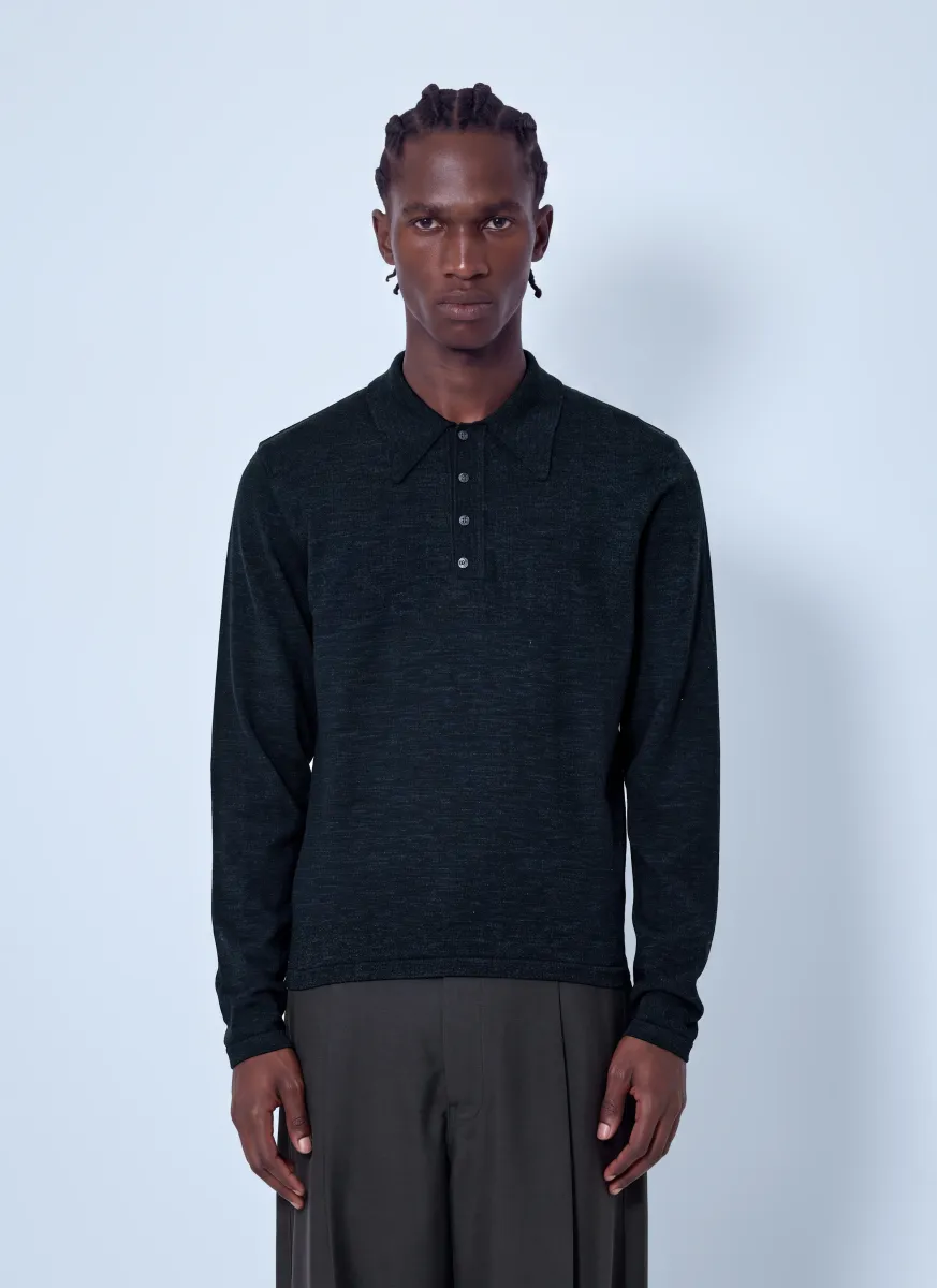 Ls Knitted Polo Top